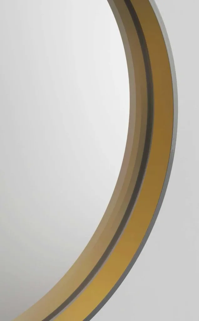 Dekorativer runder Wandspiegel in schwarz/gold matt Ø 55m