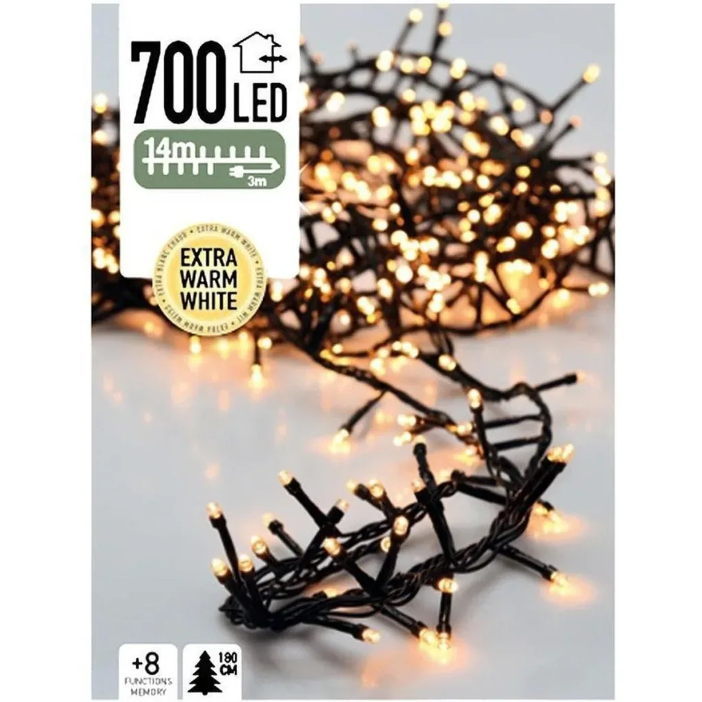 3x Weihnachtsbaum Lichter 14 Meter Warm Weiß - 700LED für Innen und Außen