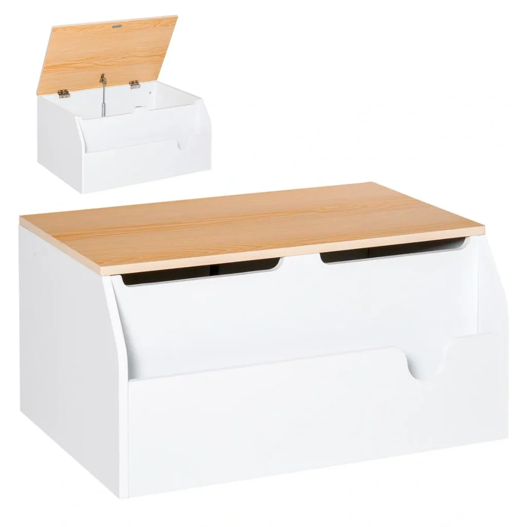 Kindersitzbank mit Stauraum 2-in-1 Truhenbank Spielzeugkiste Aufbewahrungstruhe 3-8 Jahre Kindermöbel Weiß 58 x 43 x 30