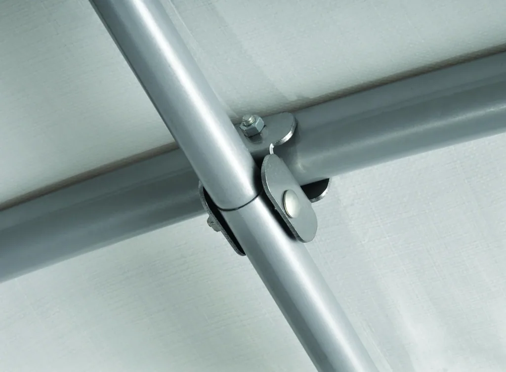 ShelterLogic Foliengerätehaus 5,76 m², grau, 240×240 cm – DuPont-Stahlrahmen, wetterfest