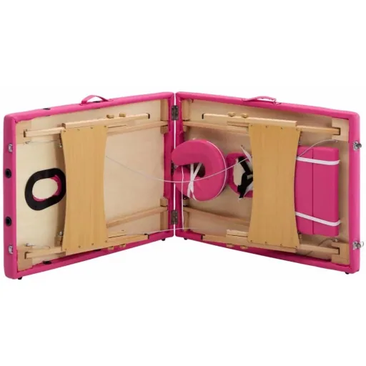 Massagetisch faltbar 2 Zonen Holz rosa