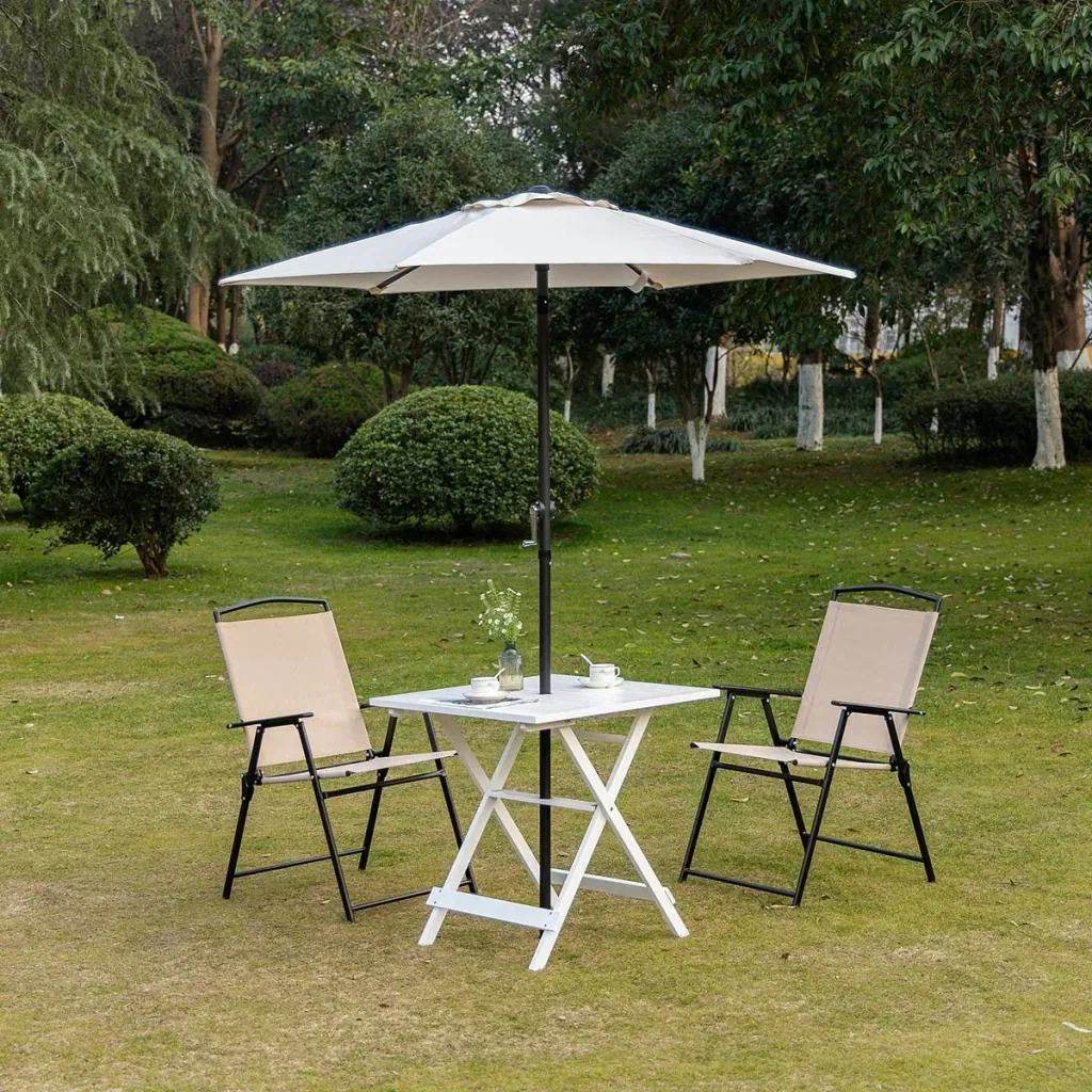 Gartentisch, quadratisch, klappbar, weiß, 70 x 70 x 70 cm