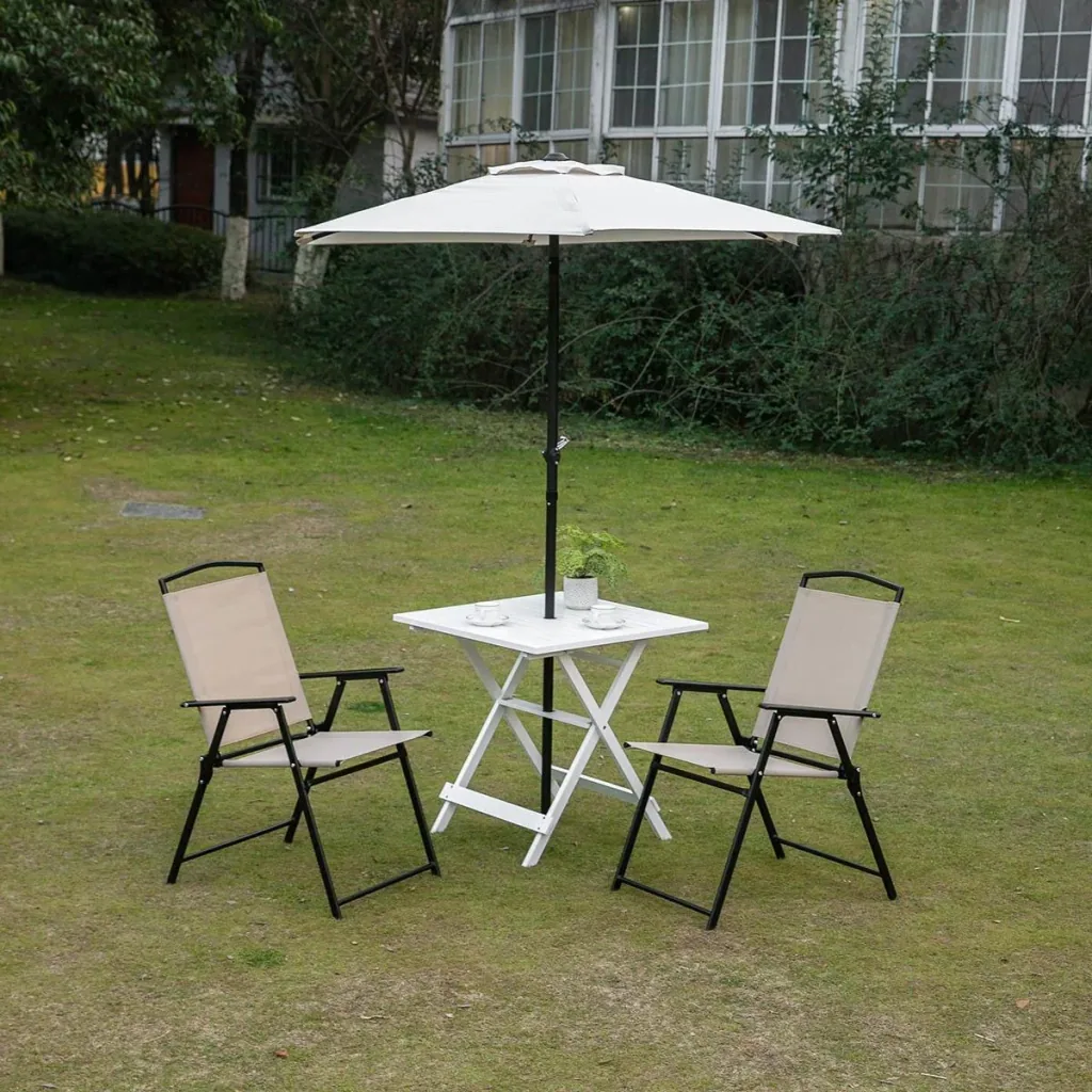 Gartentisch, quadratisch, klappbar, weiß, 70 x 70 x 70 cm