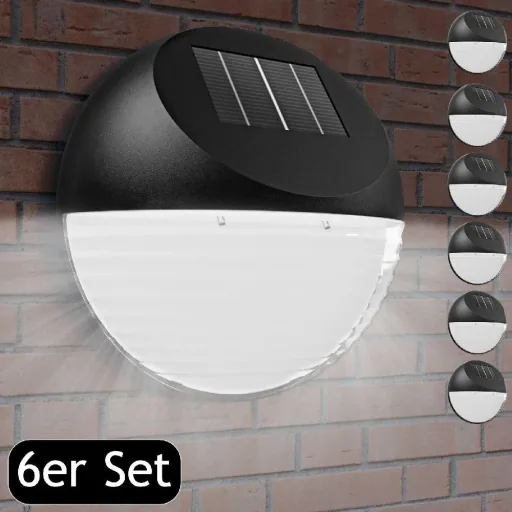 LED Solar Lampe - Wandleuchte 6er Set - Durchmesser 11cm