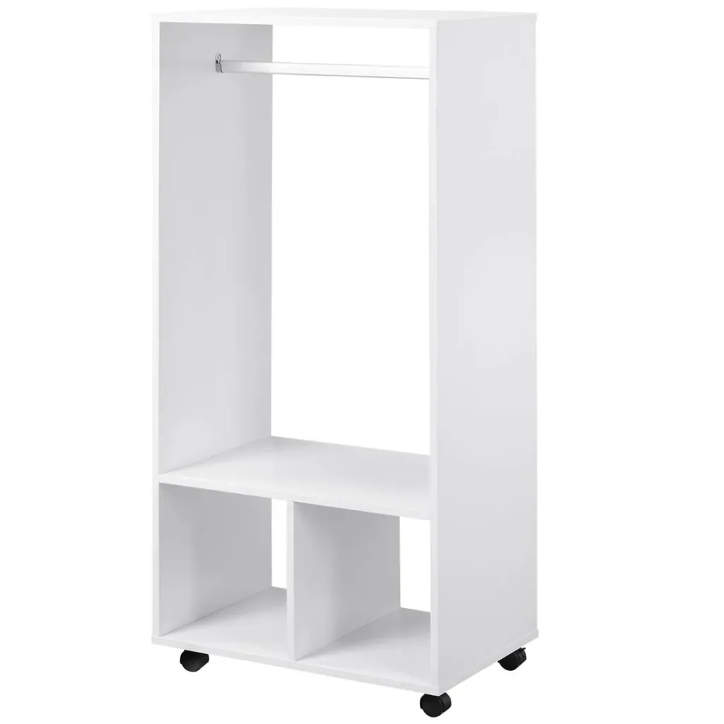 Mobiler Kleiderschrank Garderobe Schrank mit Regal 4 Schwenkräder für Wohnzimmer Schlafzimmer, Aluminiumlegierungen, 60