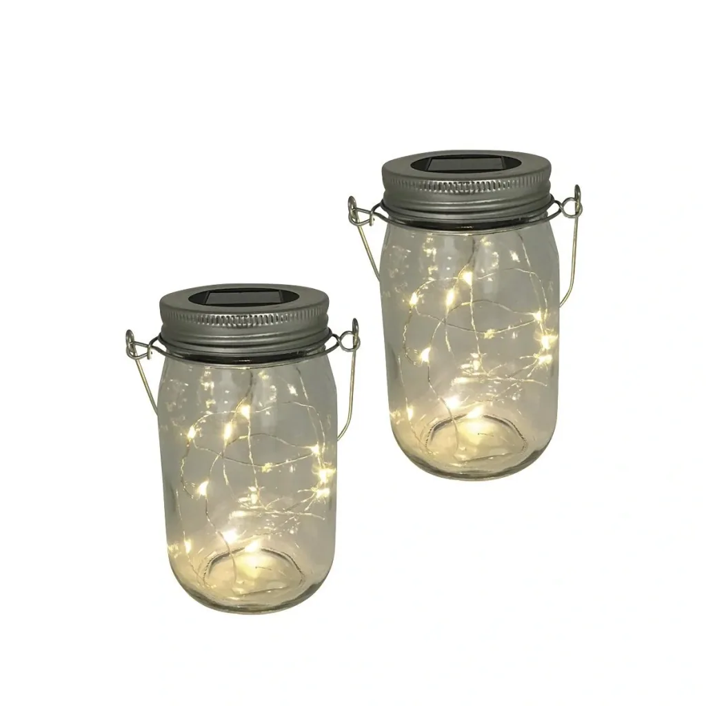LED Solar Windlicht Klar 2er Set