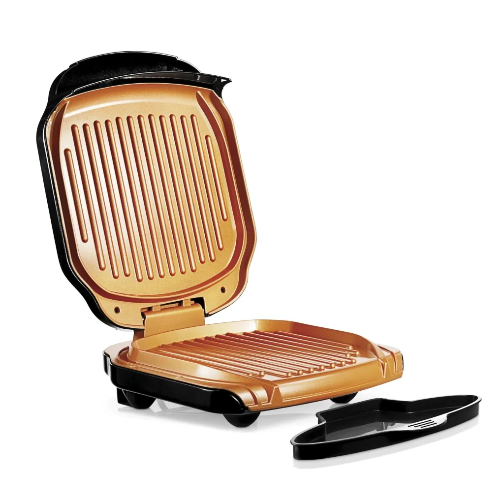 Kontaktgrill / Tischgrill „Low Fat Grill“ , Kupferfarben/ Schwarz, 900 Watt