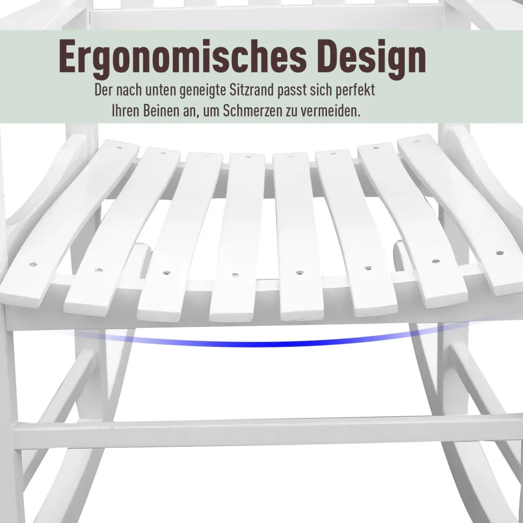 Schaukelsessel Gartenmöbel Relaxstuhl Schwingsessel Akazienholz ergonomisch weiß