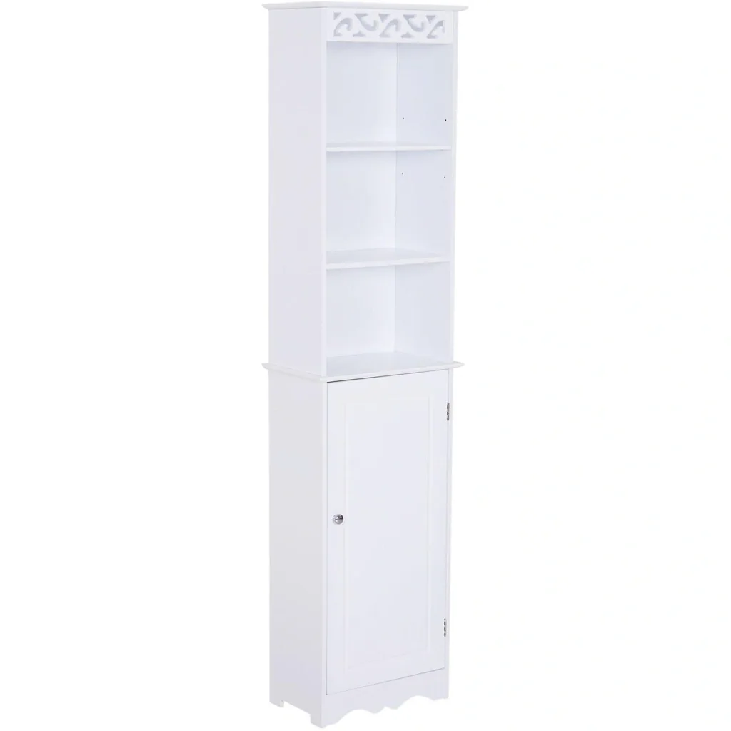 Badschrank Wäscheschrank Standregal Aufbewahrung 6 Fächer MDF Weiß 40 x 23 x 160 cm