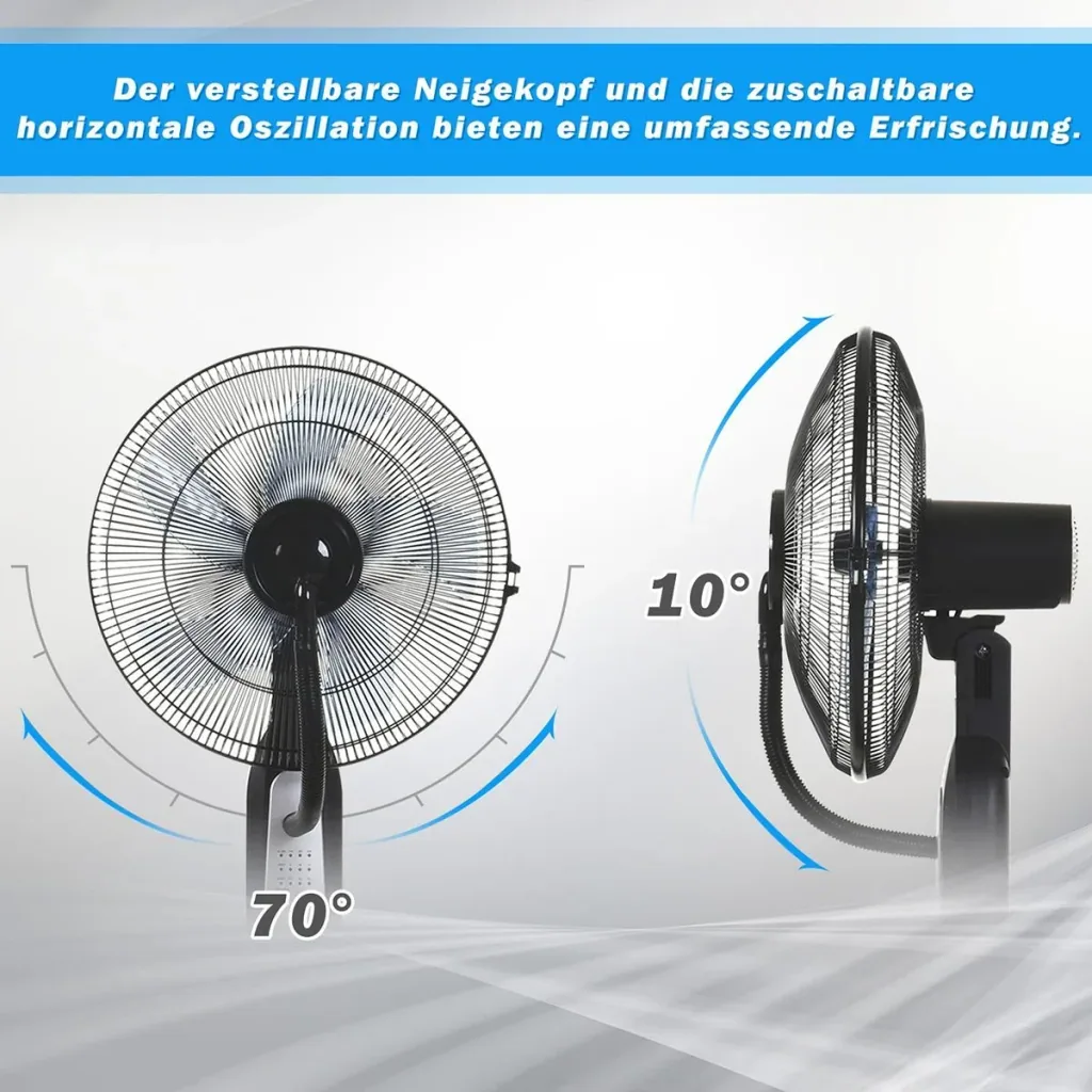 Standventilator mit Wasserzerstäuber schwarz/silber