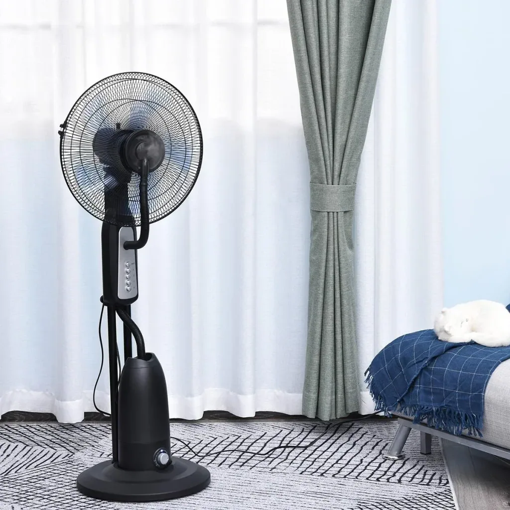 Standventilator mit Wasserzerstäuber schwarz/silber