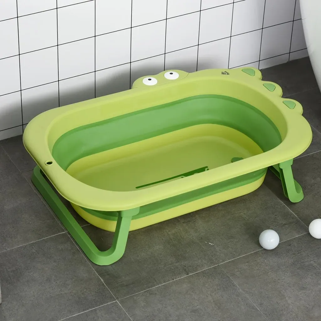 faltbare Babywanne Babybadewanne mit rutschfesten Fußpolster Stützstangen faltbare Babywanne Badewanne mit Krokodil Form