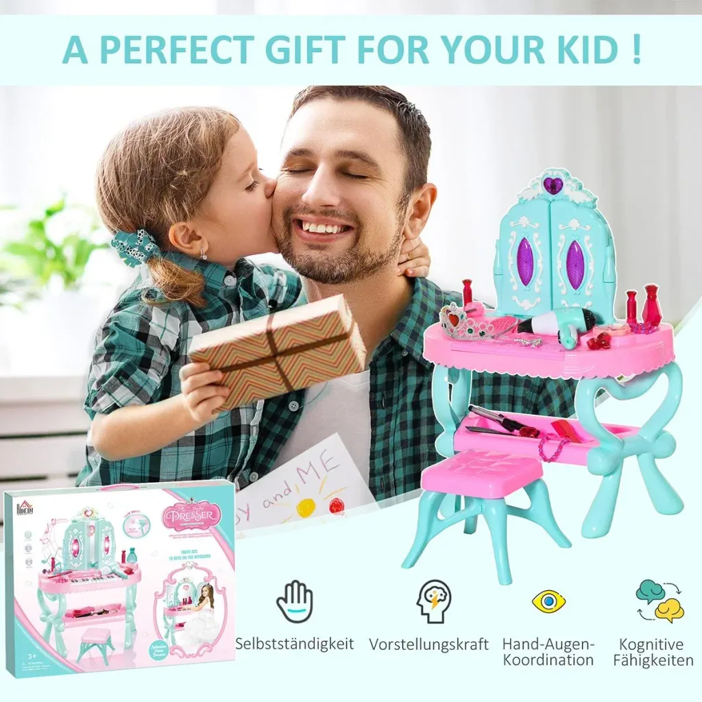 2 in 1 Kinderschminktisch mit Hock