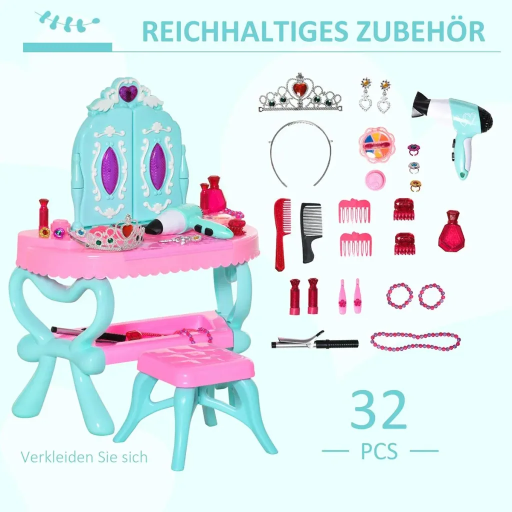 2 in 1 Kinderschminktisch mit Hock