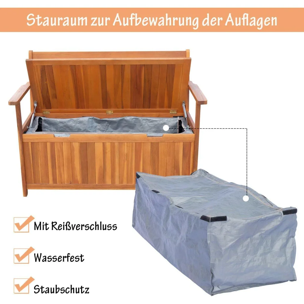 Gartenbank Truhenbank mit Stauraum Holz Natur