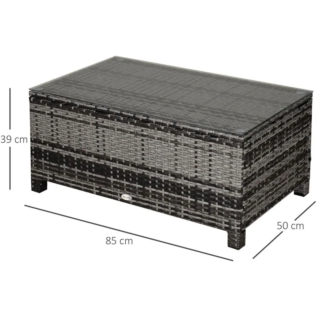 Garten Beistelltisch Couchtisch Gartentisch Balkontisch Polyrattan Grau 85 x 50 x 39 cm