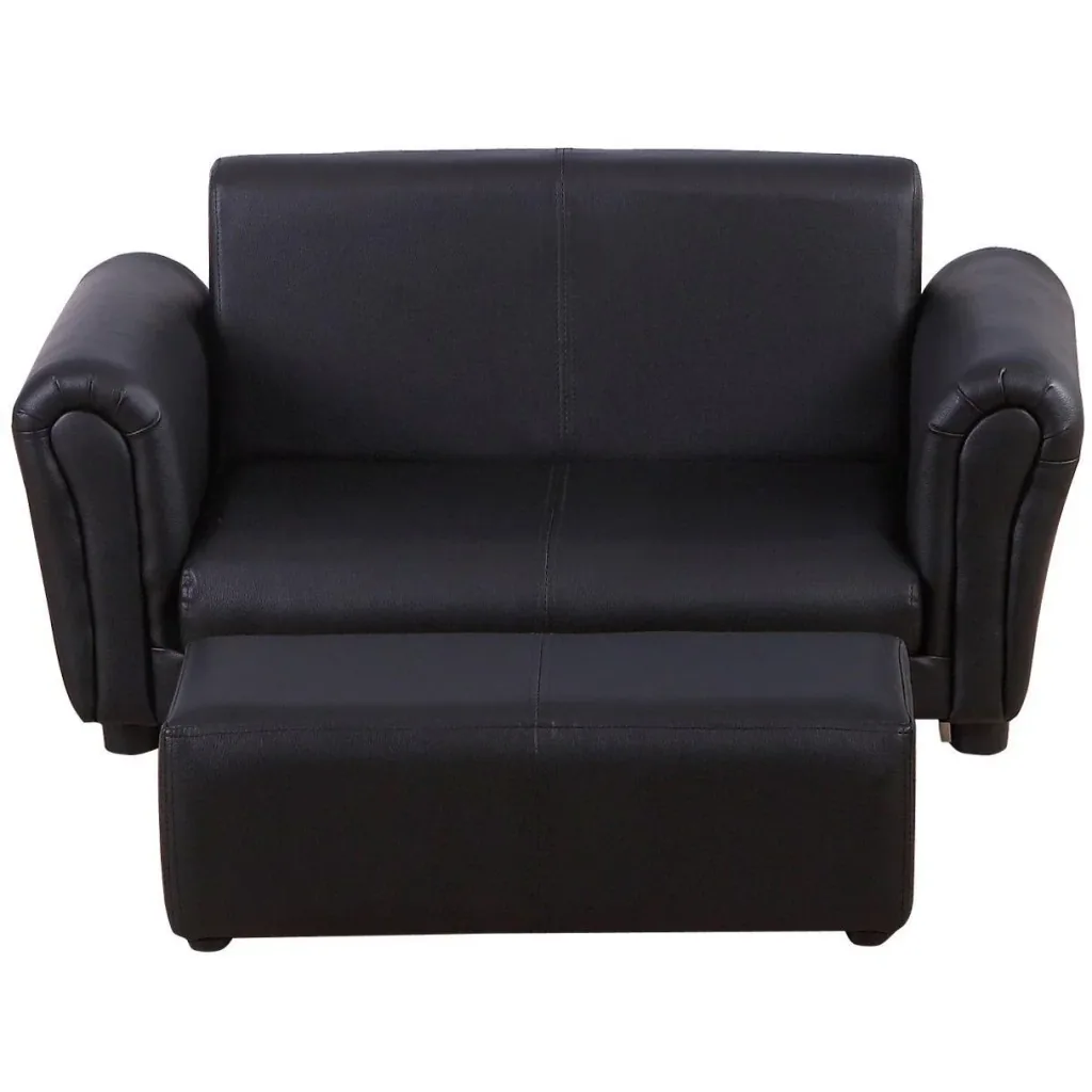 Kindersofa mit Hocker Sofa Sessel Kinder Kindersessel PVC schwarz