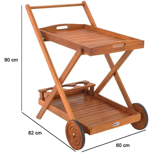 Wagen mit Rädern aus Akazienholz
