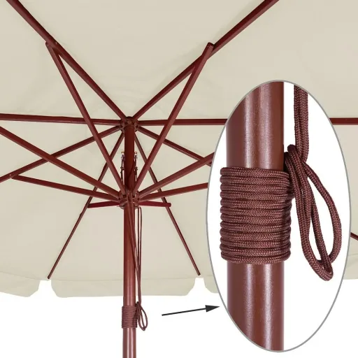 Sonnenschirm Holz-Creme Ø 330cm mit UV-Schutz 40+