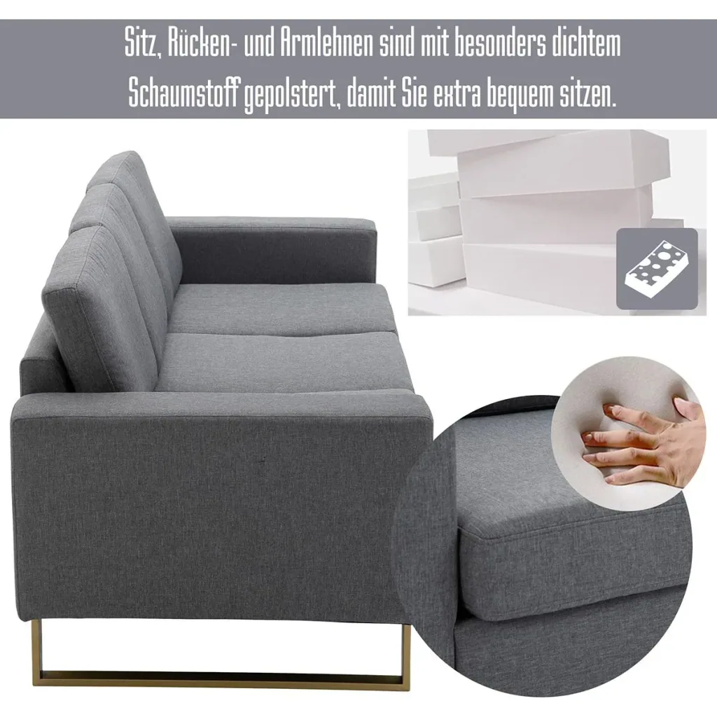Polstersofa als 3-Sitzer dunkelgrau