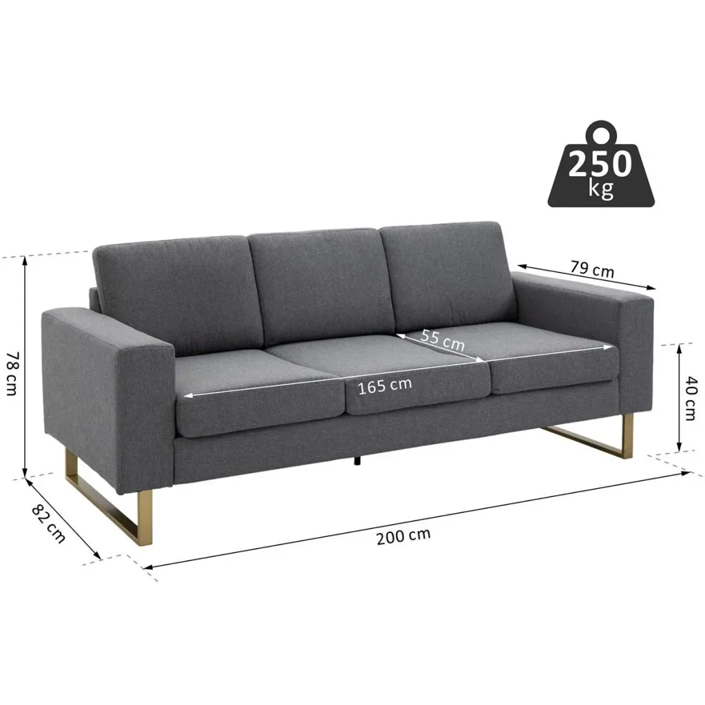 Polstersofa als 3-Sitzer dunkelgrau