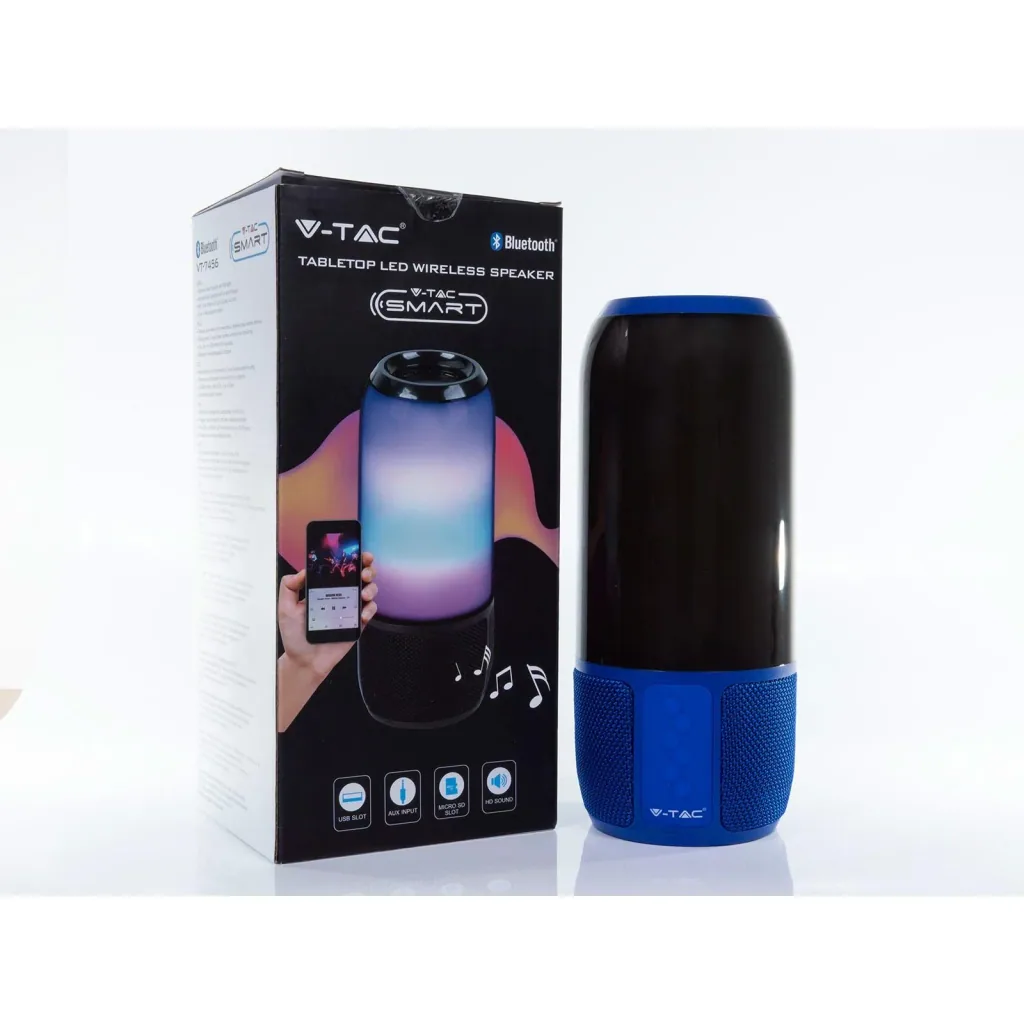 VT-7456 Bluetooth-Lautsprecher mit RGB-Beleuchtung - 2x 3Watt - Blau