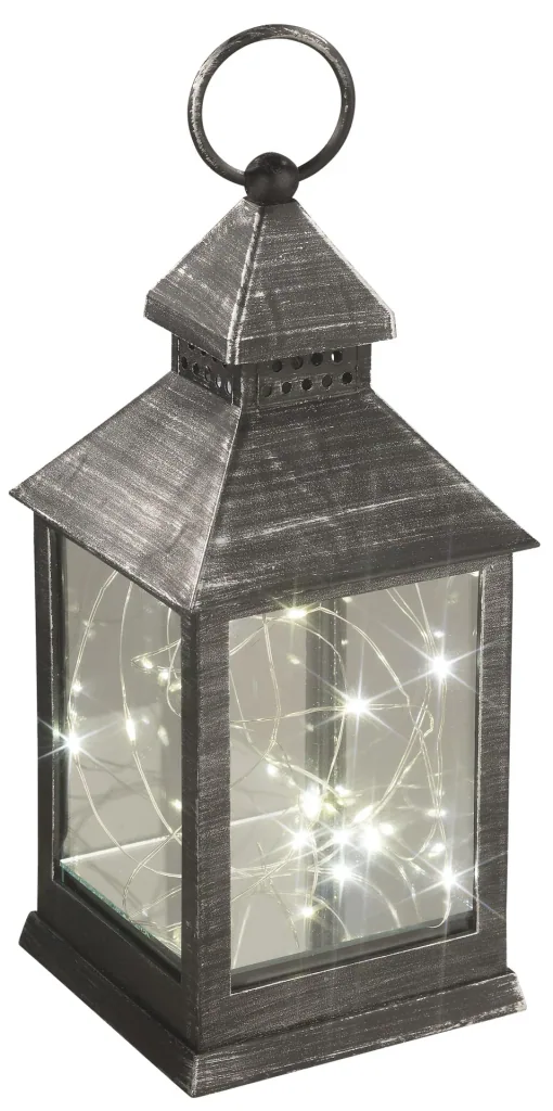 Laterne mit Mini-Lichterkette und Timer