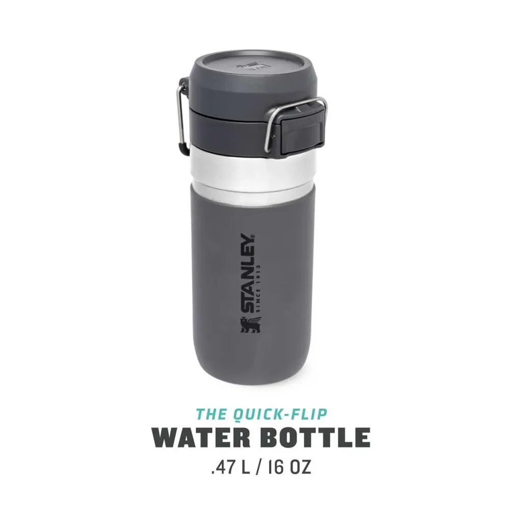 Quick Flip Water Bottle 0,47 l, Charcoal, Vakuumisolierung, Sicherheitsverschluss