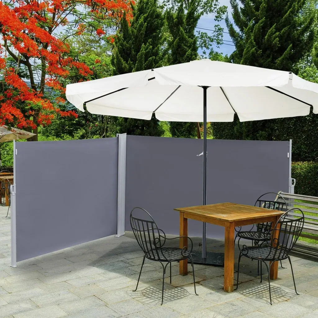 Seitenmarkise, Sicht- und Sonnenschutz, Seitenrollo, Polyester, Grau, 6 x 1,8 m