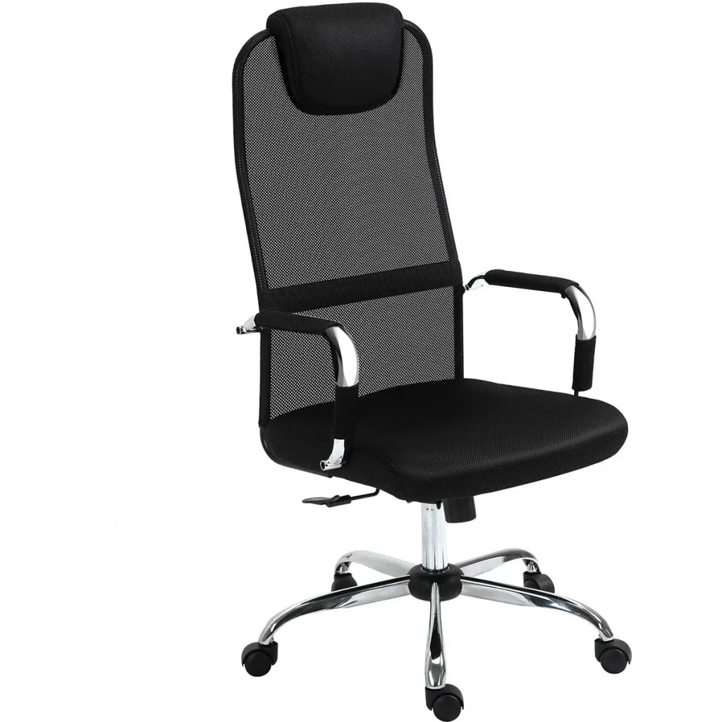 Bürostuhl mit Wippfunktion und Kopfstütze Schwarz