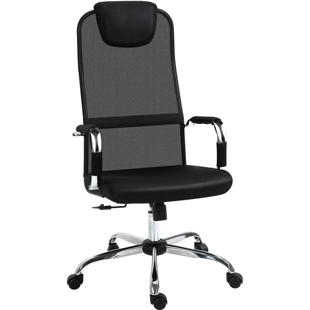 Bürostuhl mit Wippfunktion und Kopfstütze Schwarz