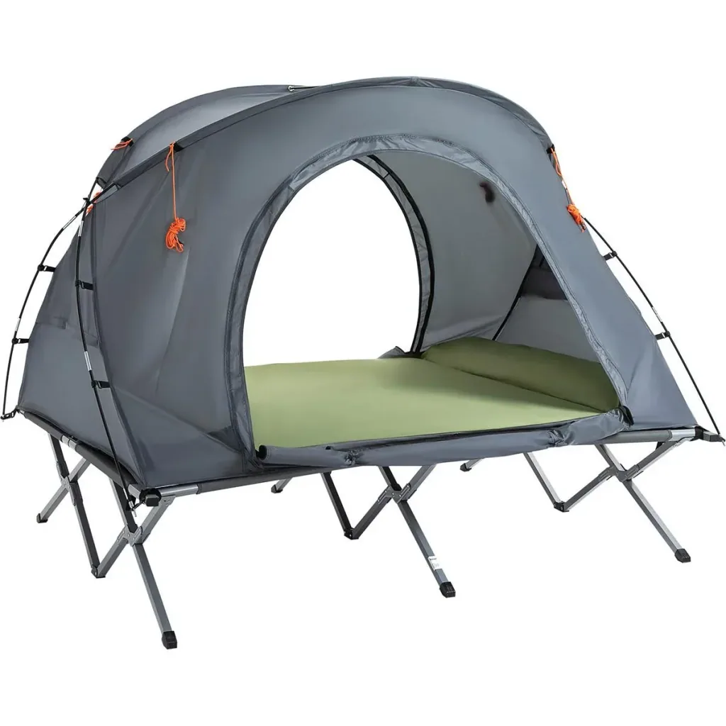 Campingzelt 2 Personen - mit Bett und Matratze - faltbar - Grau - 200 x 146 x 159 cm