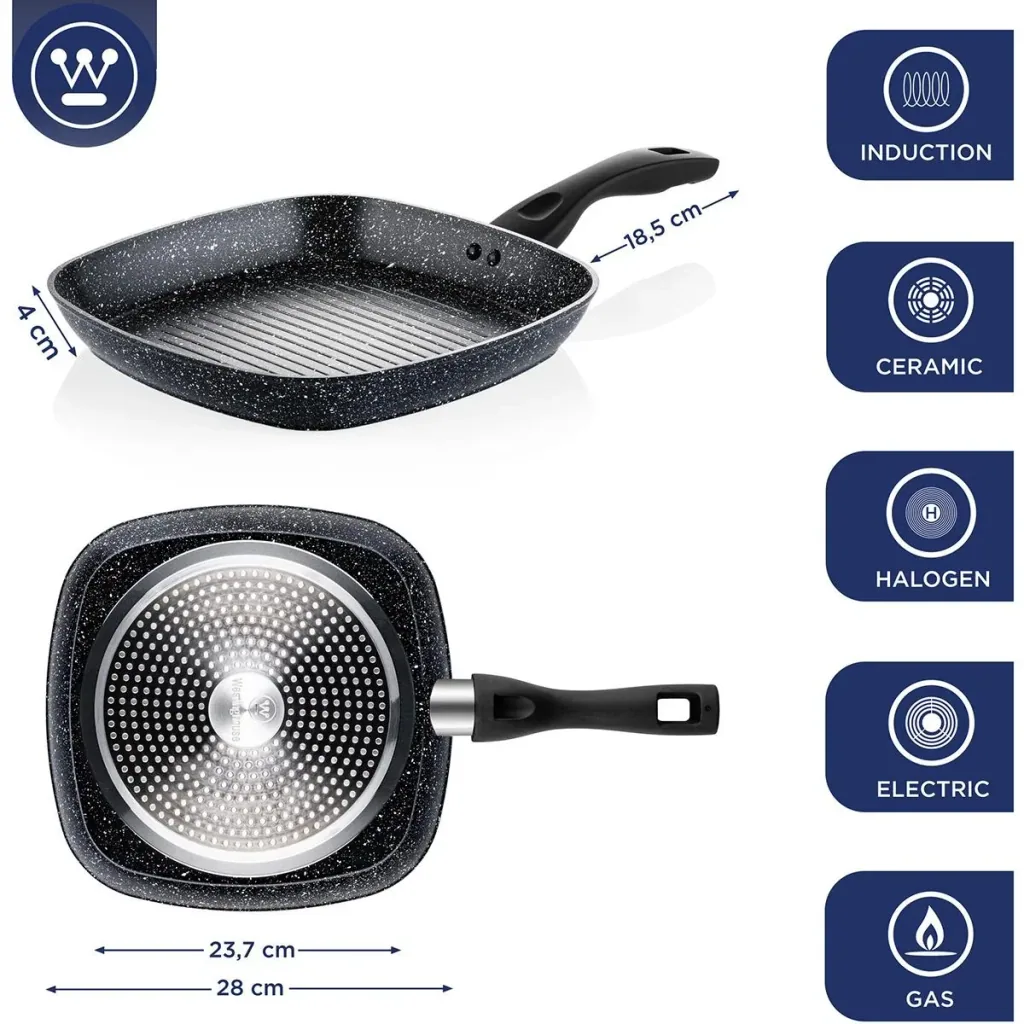 Grillpfanne Induktion - Ø28 cm - Schwarzer Marmor