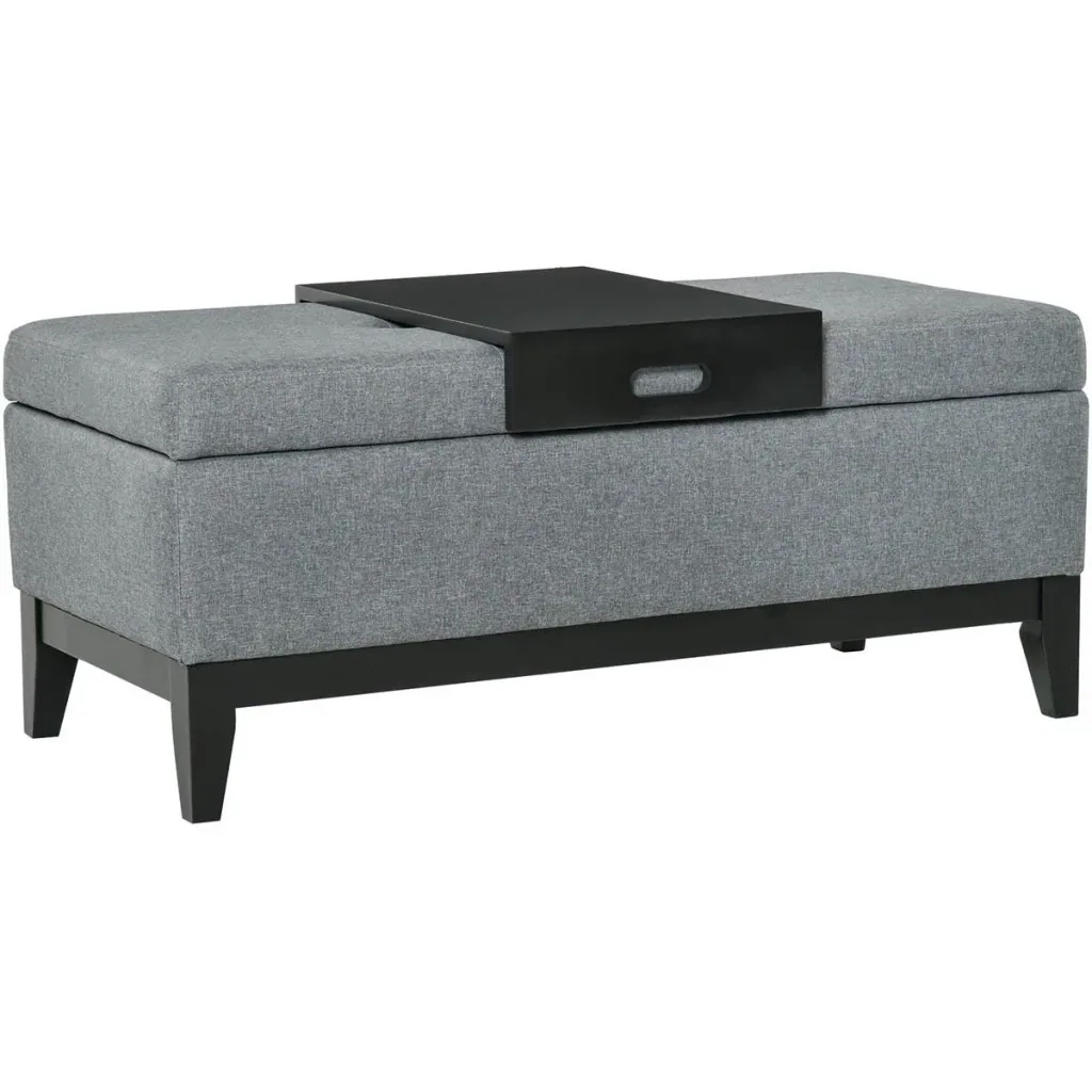 Sitzbank mit Stauraum Polsterbank Sitzhocker Sitztruhe belastbar bis 120 kg mit Tablett abnehmbar Polyester Schaumstoff