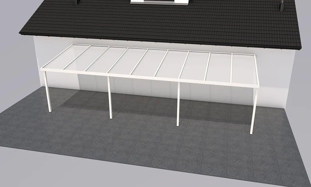 Terrassendach Premium, weiß, 9135 x 3060 mm - Polycarbonat Stegplatten 16 mm, opal