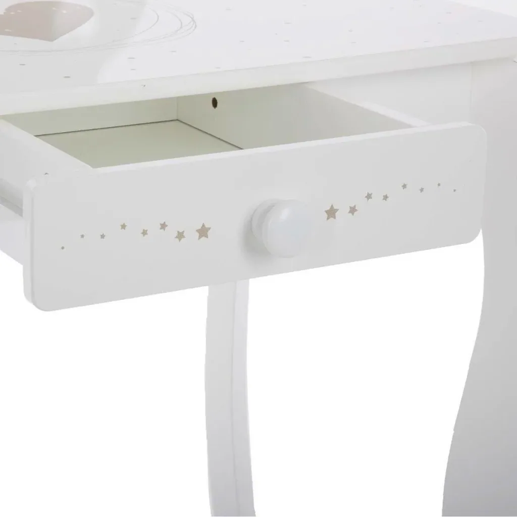 Schminktisch mit Hocker für Kinder - 71,5 x 50,5 x 91 cm - Weiß
