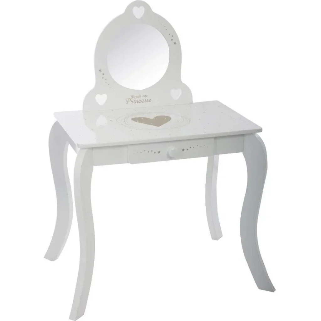 Schminktisch mit Hocker für Kinder - 71,5 x 50,5 x 91 cm - Weiß