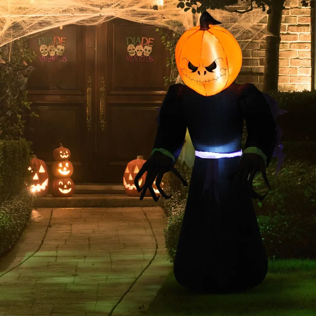Halloween Dekoration Aufblasbar Schreck Gespenst Kürbis mit LED