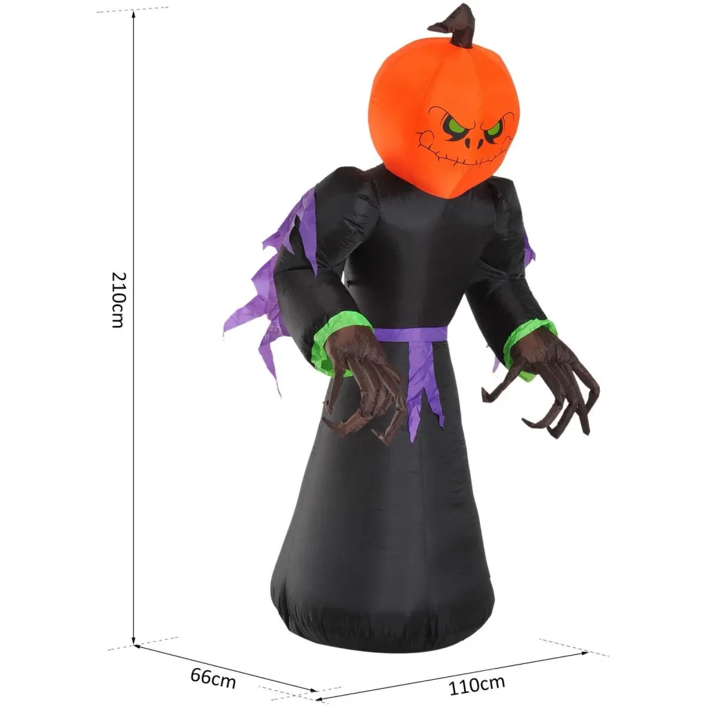 Halloween Dekoration Aufblasbar Schreck Gespenst Kürbis mit LED
