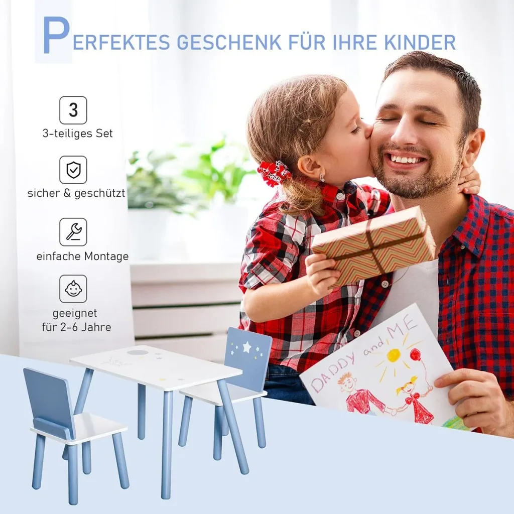 3-teilige Kindersitzgruppe mit Sternen-Design blau, weiß