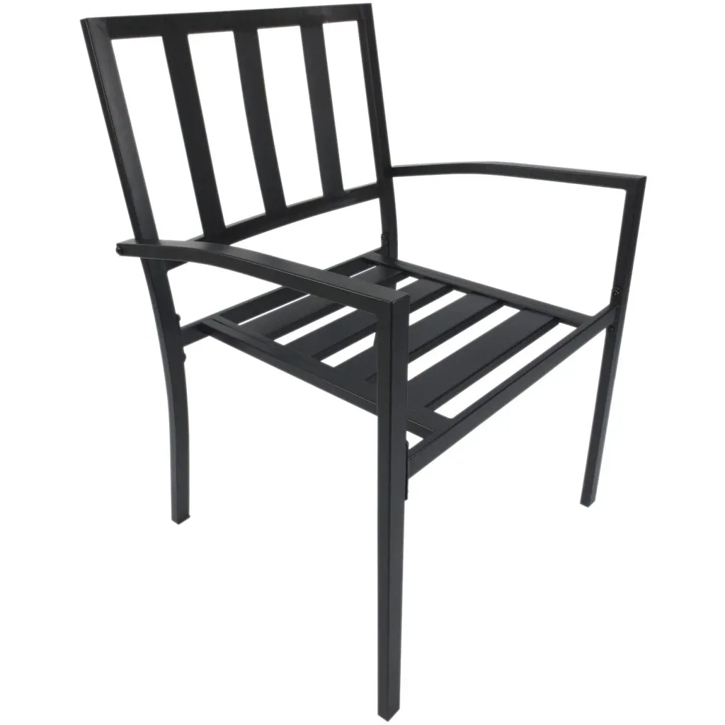 3-teilige Essgruppe Sitzgruppe Esstisch-Set rund Tisch Metall Schwarz mit 1 Tisch + 2 Stühlen