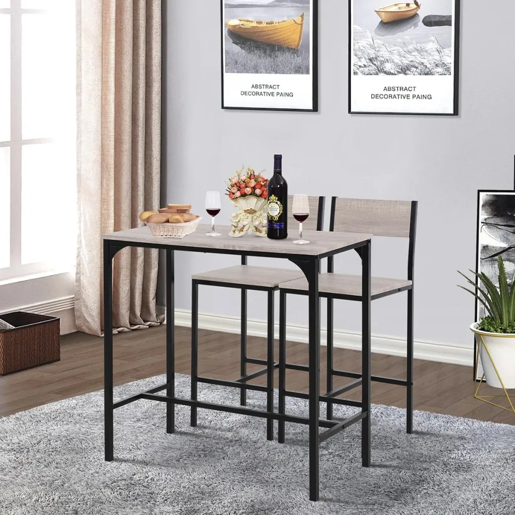 Bartisch mit 2 Stühlen natur/schwarz