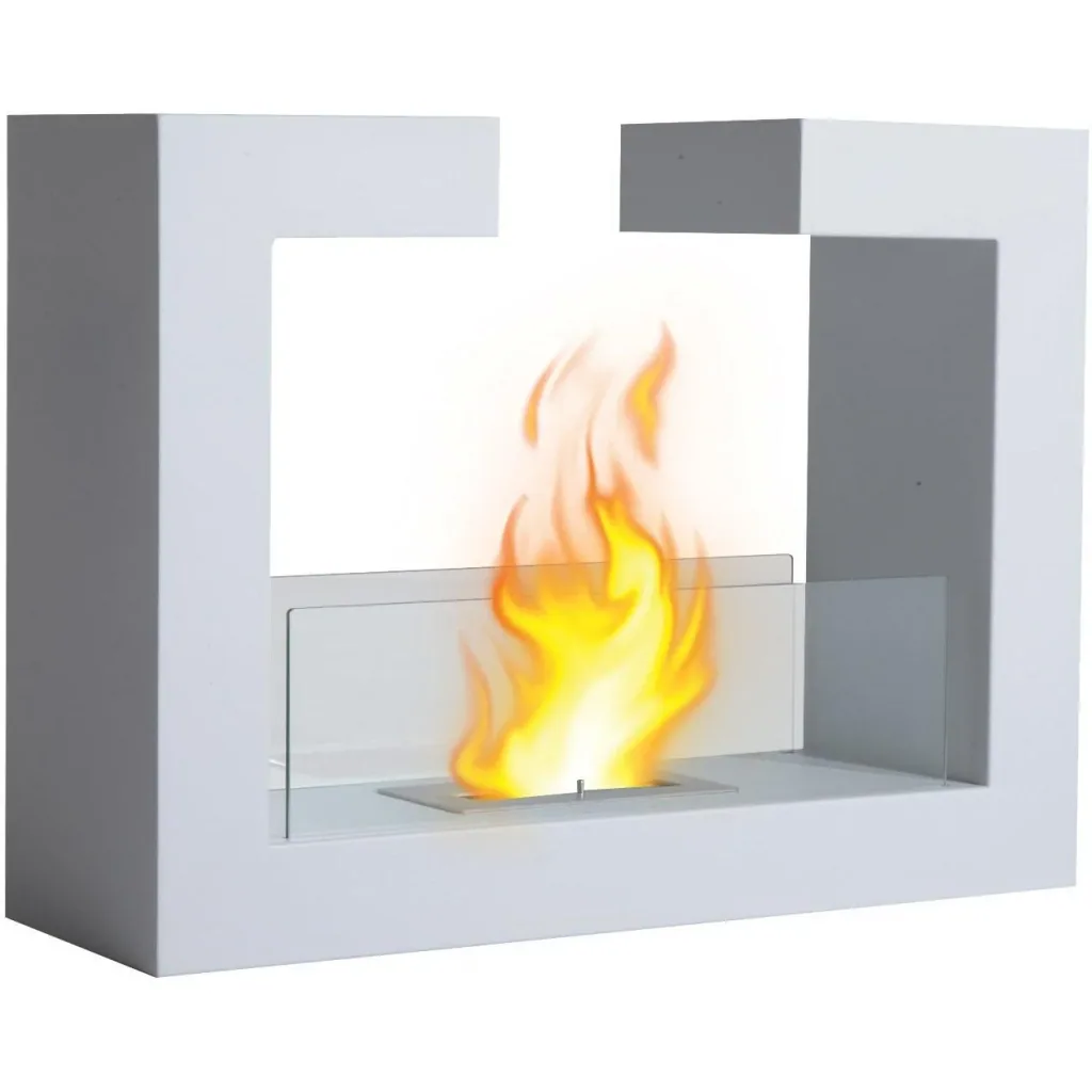 Freistehender Bioethanol Bodenkamin Design Weiß