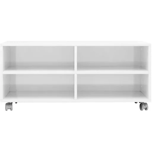 TV-Schrank mit Rollen 90x35x35 cm Spanplatte Hochglanz weiß