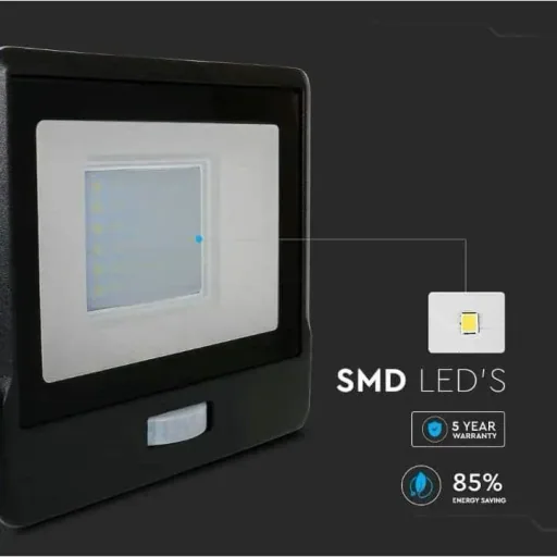 VT-138S LED-Flutlicht mit Sensor - 30 W - 2340 Lm - 4000K - Schwarz