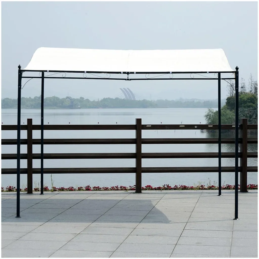 Pergola Terrassenüberdachung Pavillon 297x297cm Metall Creme