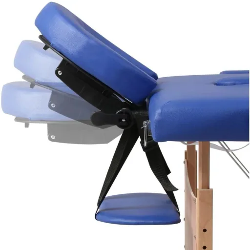 Klappbare Massageliege 3 Zonen mit Holzrahmen (blau)