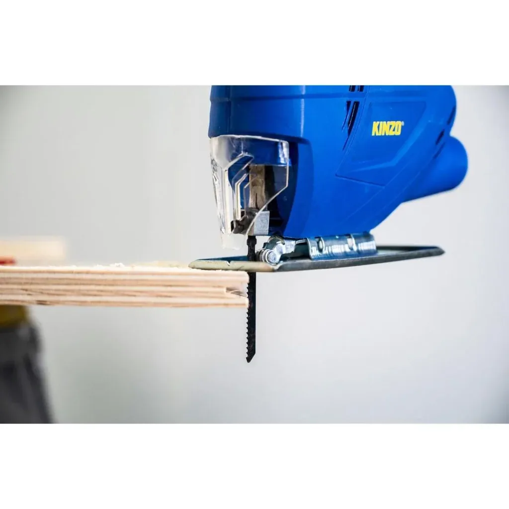 Stichsäge - 230V - 400W - mit Staubabsaugung - Schutzhülle Blatt - Holz bis zu 65 mm - Metall bis zu 6 mm- Blau