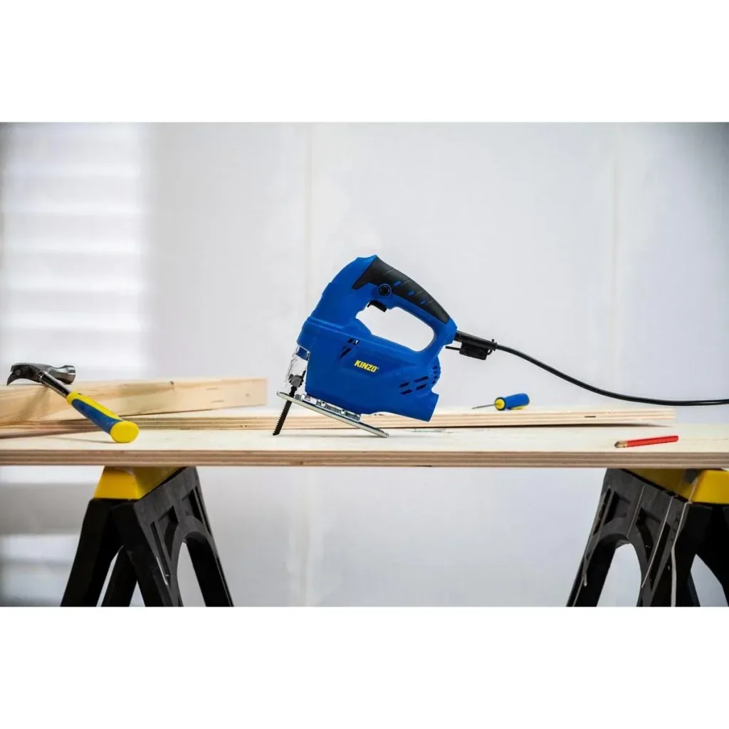 Stichsäge - 230V - 400W - mit Staubabsaugung - Schutzhülle Blatt - Holz bis zu 65 mm - Metall bis zu 6 mm- Blau
