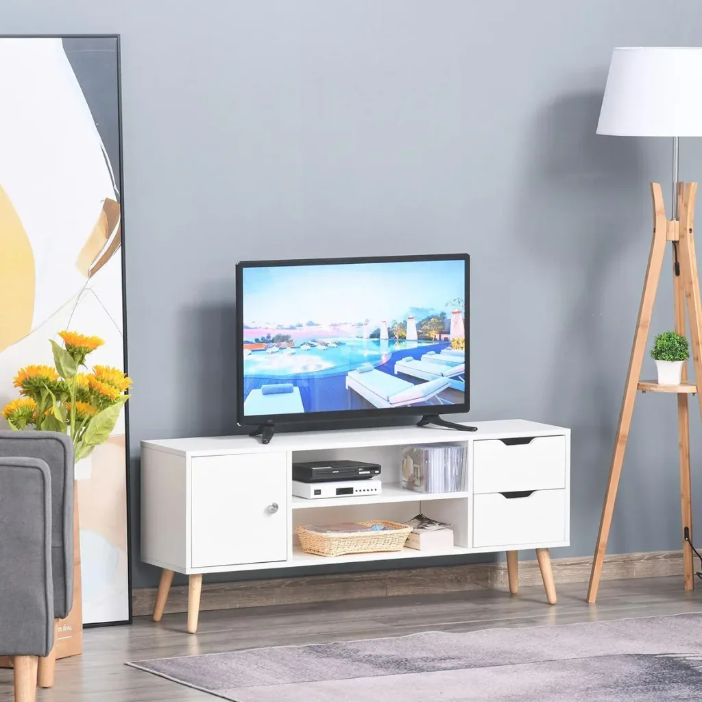 TV Lowboard mit Schubladen weiß